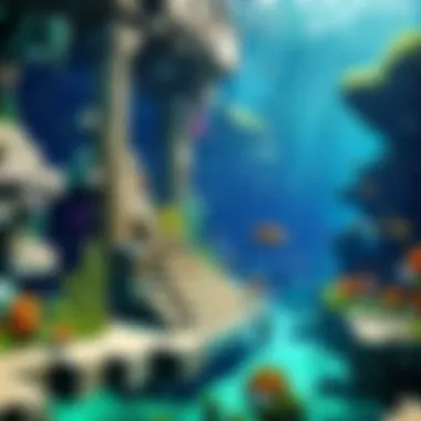 Aquatic Wonder: Underwater Minecraft Realm Enchanting underwater world in Minecraft with vibrant marine life
