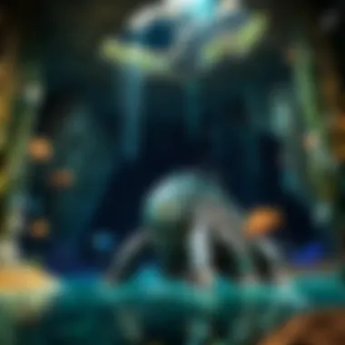 Aquatic Beast Dwelling in Underwater Cavern Aquatic Abomination in Underwater Cavern