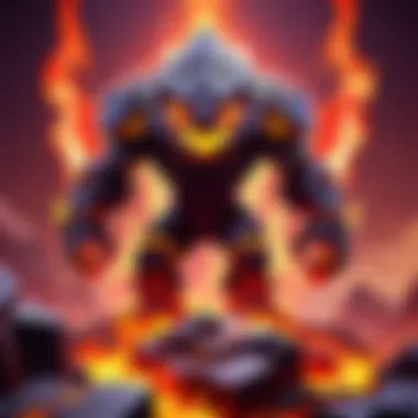 Fiery Monster Rising from Lava Pit Fiery Fiend Emerging from Lava Pit