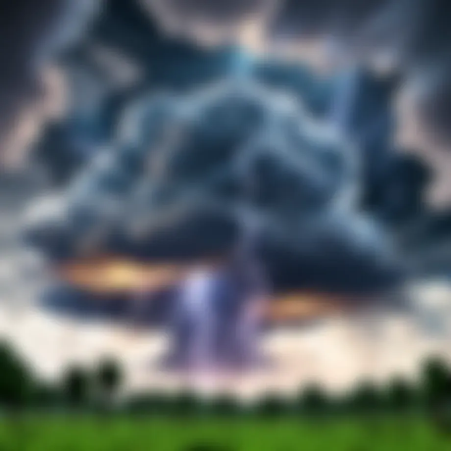 Electrifying Storm Clouds Over Minecraft World
