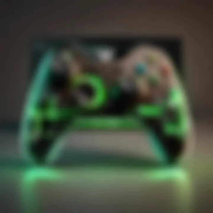 Gaming controller with glowing Xbox logo
