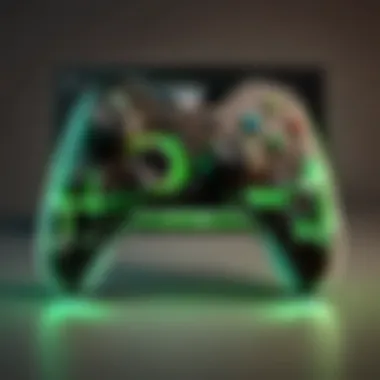 Gaming Controller with Glowing Xbox Logo Gaming controller with glowing Xbox logo