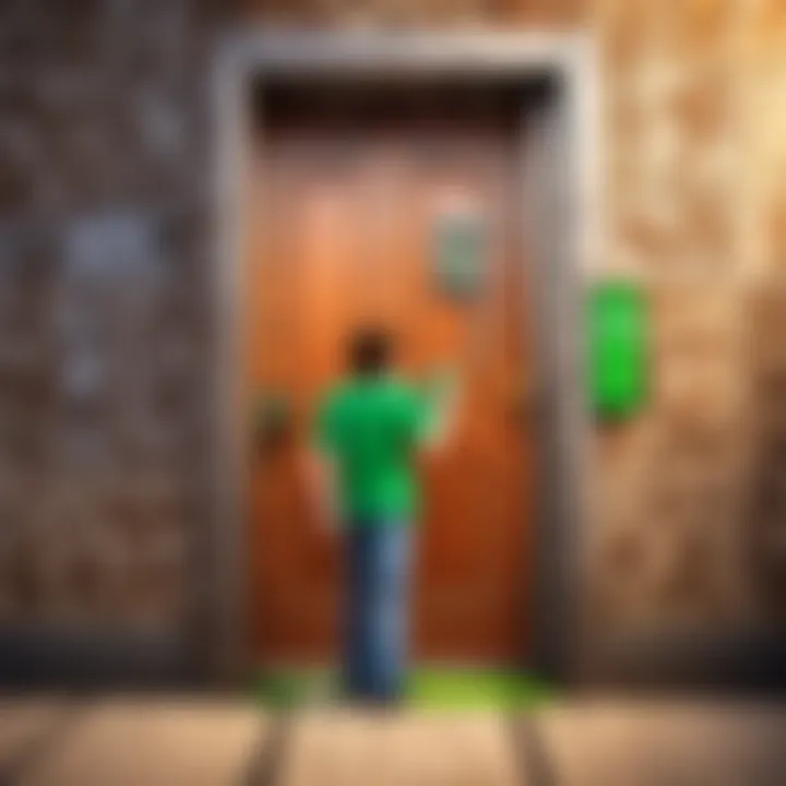 Person unlocking virtual door with Xbox card code