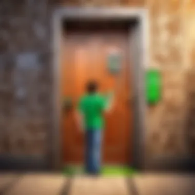 Person Unlocking Virtual Door with Xbox Card Code Person unlocking virtual door with Xbox card code