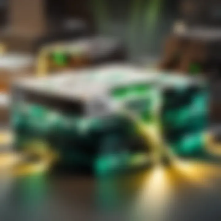 Stack of Xbox gift cards with light beams