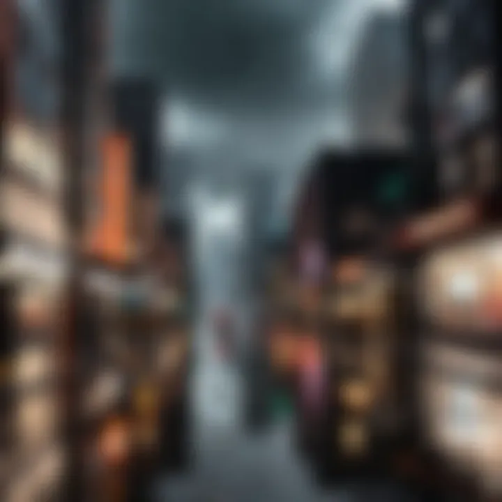 Urban Cityscape under Dark Rain Clouds