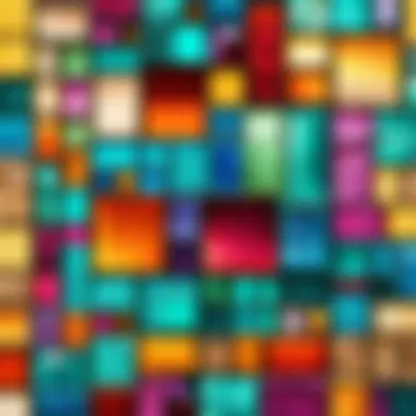 Showcasing the Vibrant Colors of Glass Blocks A close-up view of various colored glass blocks available in Minecraft, showcasing their vibrant colors.