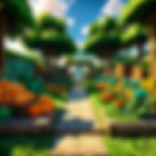 A vibrant and lush farm in Minecraft PE