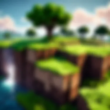 Grass Block in Minecraft Landscape
